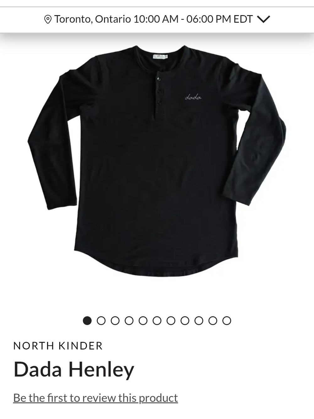 BNWT North Kinder "dada" Henley Long-Sleeve Shirt - Black